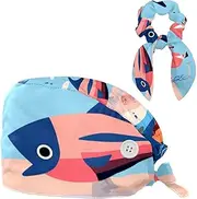 [YTYVAGT] Scrub Caps Women,Scrub Hats Suitable for Women,Colorful Fish Octopus Ocean
