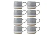 8PK Mikasa 320ml Textured Ombre Coffee Mug Cup Stoneware Drinkware w Handle Grey