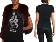 Roberto Cavalli Snake Print Monogram Cotton Top Lounge Iconic Shirt/L