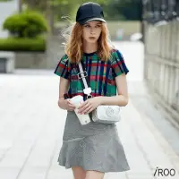 在飛比找momo購物網優惠-【iROO】彩格蓋袖洋裝