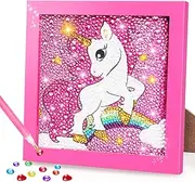 TOY Life 5D Diamond Gem Kits for Kids With Wooden Frame - Arts and Crafts for Ages 6-12 - Unicorn Gem Art Painting Kit for Girls