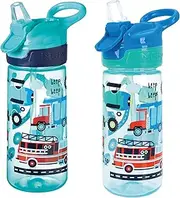 Nuby Super Quench Water Bottle - No Spill Active Toddler Sippy Cup | 540ml / 19oz |Carry Handle | Freeflow | Dishwasher and Steriliser Safe | Suitable Beaker for 18 Months Plus (Traffic, Pack of 2)