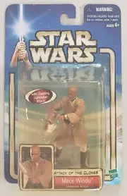 STAR WARS ATTACK OF THE CLONES MACE WINDU GENOSIAN RESCUE WITH LIGHTSABER ACTION
