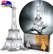3D Puzzle LED Eiffel Tower Night Light 13 Inch DIY Model Decor Silver