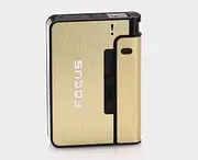 [TriGirls Gift] Cigarette Case,Easy-to-use Metal Cigarette case for Men & Women,can Built-in Lighter,Moisture-Proof, 4 Colors,10 Capacity(Tobacco Control) (Golden)