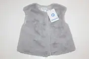NWT Mayoral Fluffy Vest Jacket Faux Fur Boutique Baby Girls 24 Months Wolf Gray