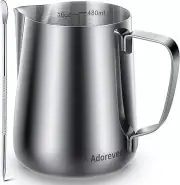 Milk Frothing Pitcher 16oz 480ml Milk Frother Cup Stainless Steel Steaming Pi...