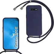 Mobile Phone Chain for Samsung Galaxy S10E Case with Strap, Mobile Phone Case with Cord for Hanging, Soft TPU Silicone Case with Strap [Removable] Necklace Case for Samsung Galaxy S10E-Blue
