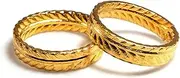 [Deccani Handicrafts] Daily use Metal Alloy(Panchaloha) Golden Non Precious Metal Round Strip with Leaf Pattern Toe Ring for Women, Non-Precious Metal, No Gemstone