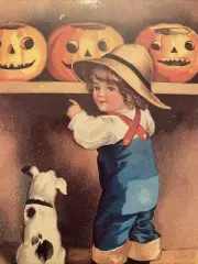 Vintage A Happy Halloween Postcard 1988 Pumpkins Jack-o-lanterns Unposted