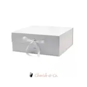 Large Square White Premium Gift Boxes Magnetic Closure Box With Ribbon Hamper
