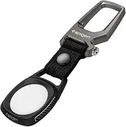SPIGEN Rugged Armor for Apple AirTag Case with Durable Zinc Alloy Stainless Steel Carabiner Keychain Ring Bottle Opener, Lightweight Rugged Build Pets Dog Cat Collar GPS Tracker Holder Cover - Black