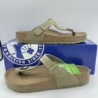 Birkenstock Gizeh Vegan Big Buckle Textile Thong Sandal Faded Khaki 38/W7/M5 ;91