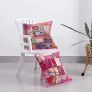 2 PC Cotton Beaded Patchwork Pillow Case Cover Indian Patchwork Cushion Throw