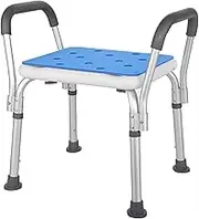 FFSPIIO Tub Shower Chair, with Armrest Height Adjustable Bathroom Stool Pregnant Shower Seat Non-Slip Bathroom Aid Shower Stool Shower Chair
