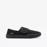 Clarks Hopper Run Black School Plimsolls Shoes Canvas - UK 9 G Wide NEW