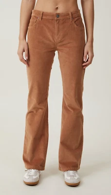 Cotton:On Women's Corduroy Cord Bootleg Pants Stretch Pinecone Brown Size 2 NEW