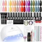 COSCELIA Gel Nail Kit with Nail Lamp 18 PCS Gel Polishes Rainbow Color Poly Gels