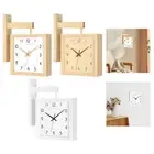 Double Sided Corner Wall Clock Silent Household Easy to Install Wooden Square