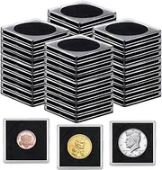 Fansunta 40 Pcs Adjustable Acrylic Coin Collection Cases with Sponges, Coin Snap Holder, Silver Dollar Protection Cases for Collectors, Coin Dollar Collection Supplies(20mm-40mm)