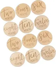 CRILSTYLEO 12 Pcs Growth Card Monthly Milestone Sign Wooden Monthly Milestone Card Monthly Milestone Discs Milestone for Boy Monthly Milestone Marker Monthly Milestone