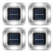 4Pcs 8LED Solar Powered Deck Lights Garden Path Wall Lamp -White