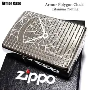 Zippo Armor Polygon Clock Silver Mirror Finish Diamond Cut Titanium Coating