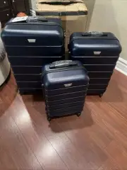 Coolife 3 Piece Luggage Expandable Suitcase TSA Lock New Navy