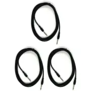 Perfektion PM100 Black 10FT Guitar, Bass, & Instrument Cable- 3 PACK
