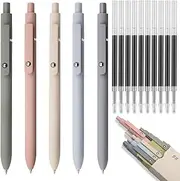 5pcs Gel Ink Pens 0. 5 mm Rolling Ball Smooth Fine Point Retractable Writing Pens Quick Dry Black Ink Pens Aesthetic Pens Ballpoint Pens With ten refills for Office School Home Supplies