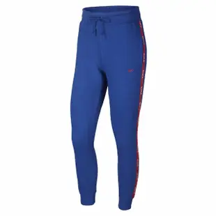 【NIKE 耐吉】長褲 NSW Pant Logo Tape 女款 路跑 健身 重訓 串標 鬆緊褲頭 縮口褲 藍 紅(AR3075-438)