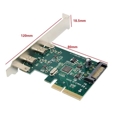 PCI-E 4x Express to USB 3.1 USB Type C Dual Port Add on Expansion Card Adapter g