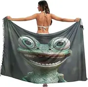 [RPLIFE] Funny Green Frog Sarong Coverups Women Swimwear, Sarong with Fringe for Summer Beach/pool, Large, Funny Green Frog, Large