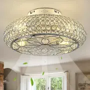 Caged Crystal Ceiling Fans with Lights and Remote,20" Flush Mount Low Profile Ce