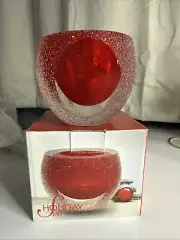Holiday Red Frosted Geode Votive Tea Light Candle Holder 4" Fifth Avenue Crystal