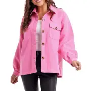 Mud Pie Women's Whitman Felt Shacket in Pink, Size M