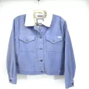 RVCA Roy Sherpa Lined Jacket Medium Blue Purple Wide Wale Ribbed Corduroy NWT
