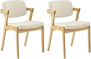 Set of 2 Matt Blatt Kai Replica Danish Dining Chairs (Cream PU/Ash) - MBKAI2DCCAA