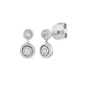 Double Drop Stud Push Back Earrings with 0.05ct of Diamonds in Sterling Silver
