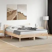 vidaXL Solid Pine Wood Super King Bed Frame 180x200 cm with Headboard and Plywood Slats - Modern Double Bed for Bedroom, Brown
