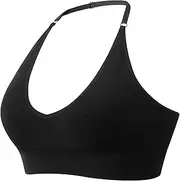 [BTDECLAR] Women's Halter Sports Bras Deep V Seamless Comfort Padded Strappy High Support Yoga Bra Workout Fitness Plunge Bras