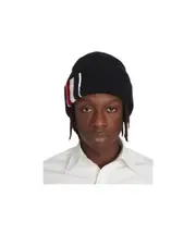 tricolour detail beanie One size Black