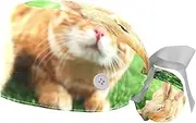 [WOSHJIUK] Working Hat 2 Pack Scrub Caps for Women,Red Cat Rabbit on Green Grass,Tie Back Cap Adjustable Scrub Hat