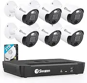 Swann Camera 4K HD Security System - 8-Channel NVR with 2TB HDD, 6 Bullet Cameras, Night Vision, Smart Alerts, IP66 Weatherproof - Ultimate Surveillance for Home & Business