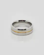 [REPUBLIK] REPUBLIK Men's Gold Inlay Ring in Silver/Gold Size Medium M Silver/Gold
