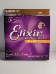NEW Elixir Nanoweb 80/20 Bronze Custom Light Acoustic Guitar Strings 11-52