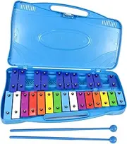 ENNBOM 25 Notes Vibraphone Xylophone Glockenspiel Black Blue Percussion Instrument with Case (Blue Case- Blue)