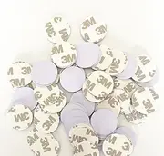 50pcs NTAG215 NFC Tags Cards with 3M Sticker, White Round PVC Coin Cards, 1inch, 504 Byte Compatible with NFC Enabled Mobile Phones