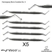 5X HEMINGWAY BONE CURETTES No.0 SPOON SCOOP PERIODONTAL DENTAL IMPLANT LAB