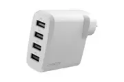 Cygnett CY4768PDWCH PowerPlus 24W Multi Port USB-A Wall Charger White, 4xUSB-A 12W, Compact